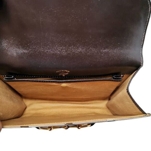 Rare Vintage Gucci Collector Tan Silk Clutch | Exclusive Equestrian Horse Bit Bo - Picture 7 of 8
